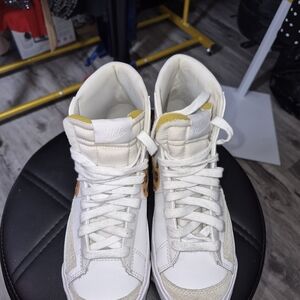 Nike White and Tan High-Top Sneakers